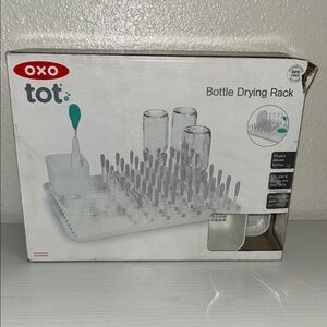 OXO Tot Bottle Drying Rack in White with Teal Accent
